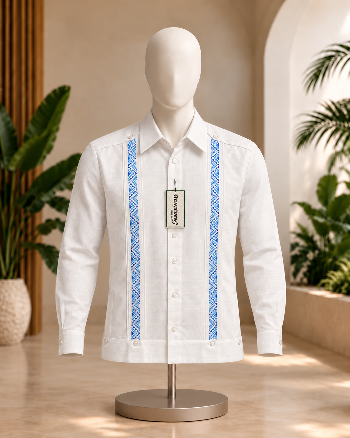 Guayabera Meridanas NVHA BCO/ Azul