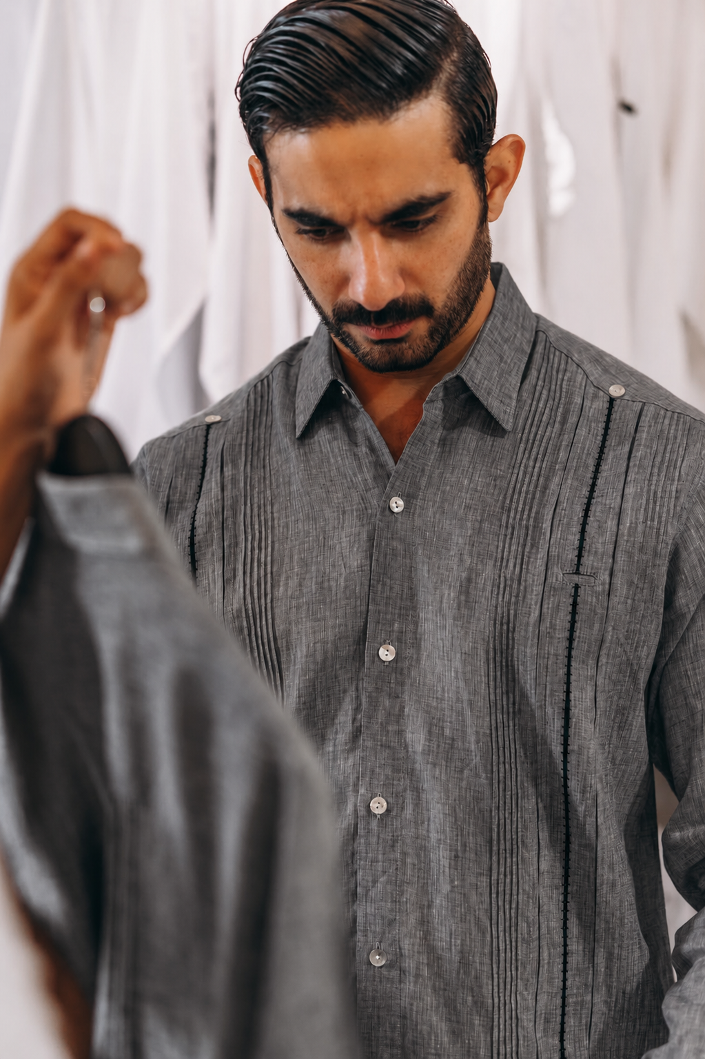 Guayabera Rubén Negra ML / Negro 100% Lino