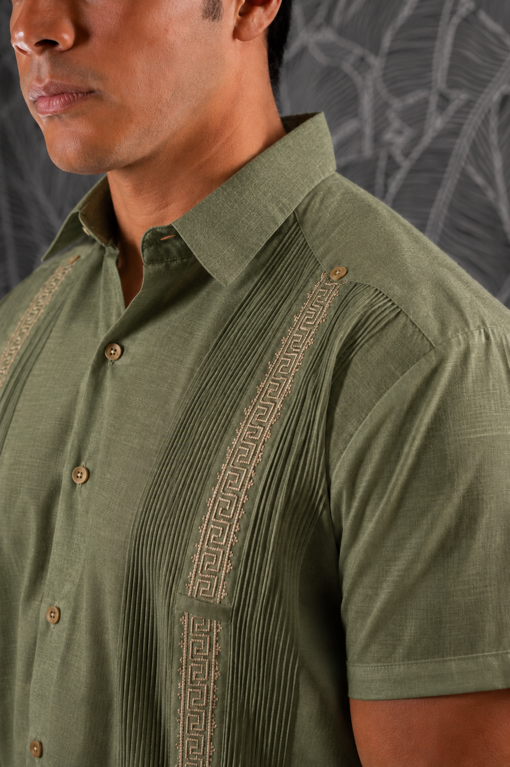 Guayabera Humberto Azteca Verde Olivo / Caqui