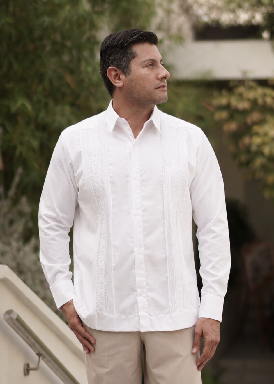 Guayabera Humberto Azteca Blanca ML / Blanco