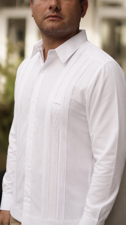 Guayabera Humberto Azteca Blanca ML / Blanco