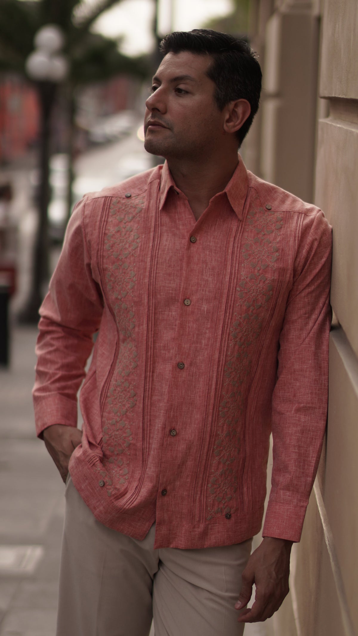 Guayabera Valladolid #466 Durazno ML / Beige - Caqui
