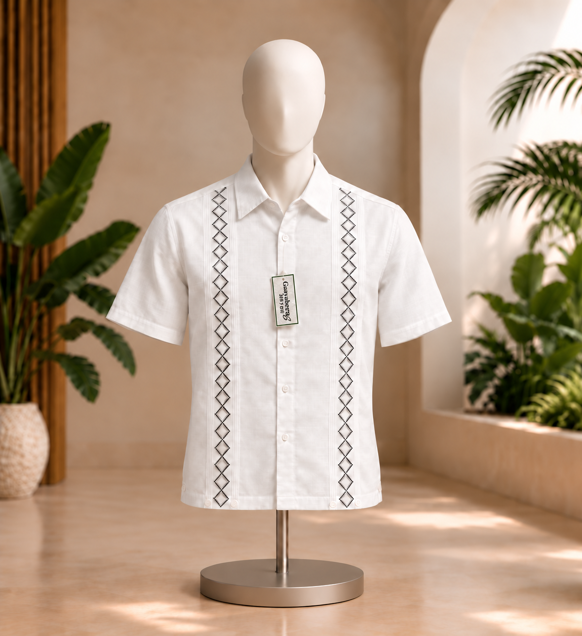 Guayabera Meridanas PSB20 BCO/ Negro - Gris