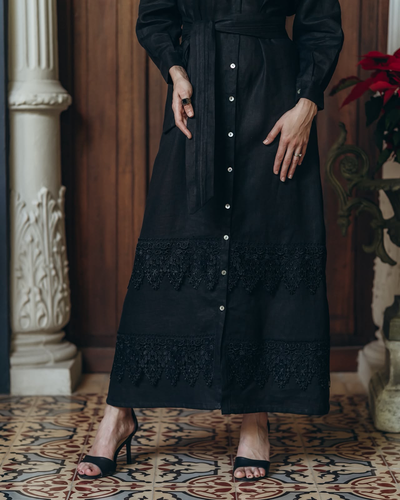 Vestido Magnolia Negro 100% Lino