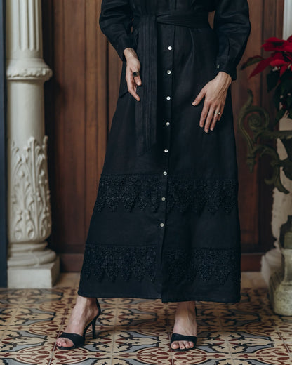 Vestido Magnolia Negro 100% Lino