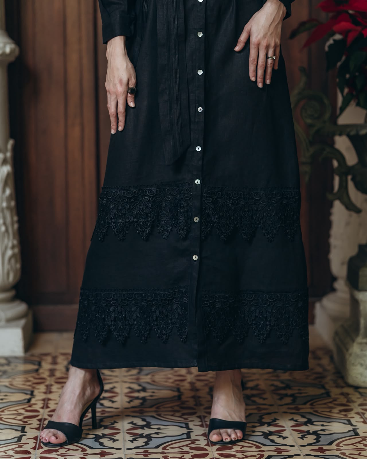 Vestido Magnolia Negro 100% Lino