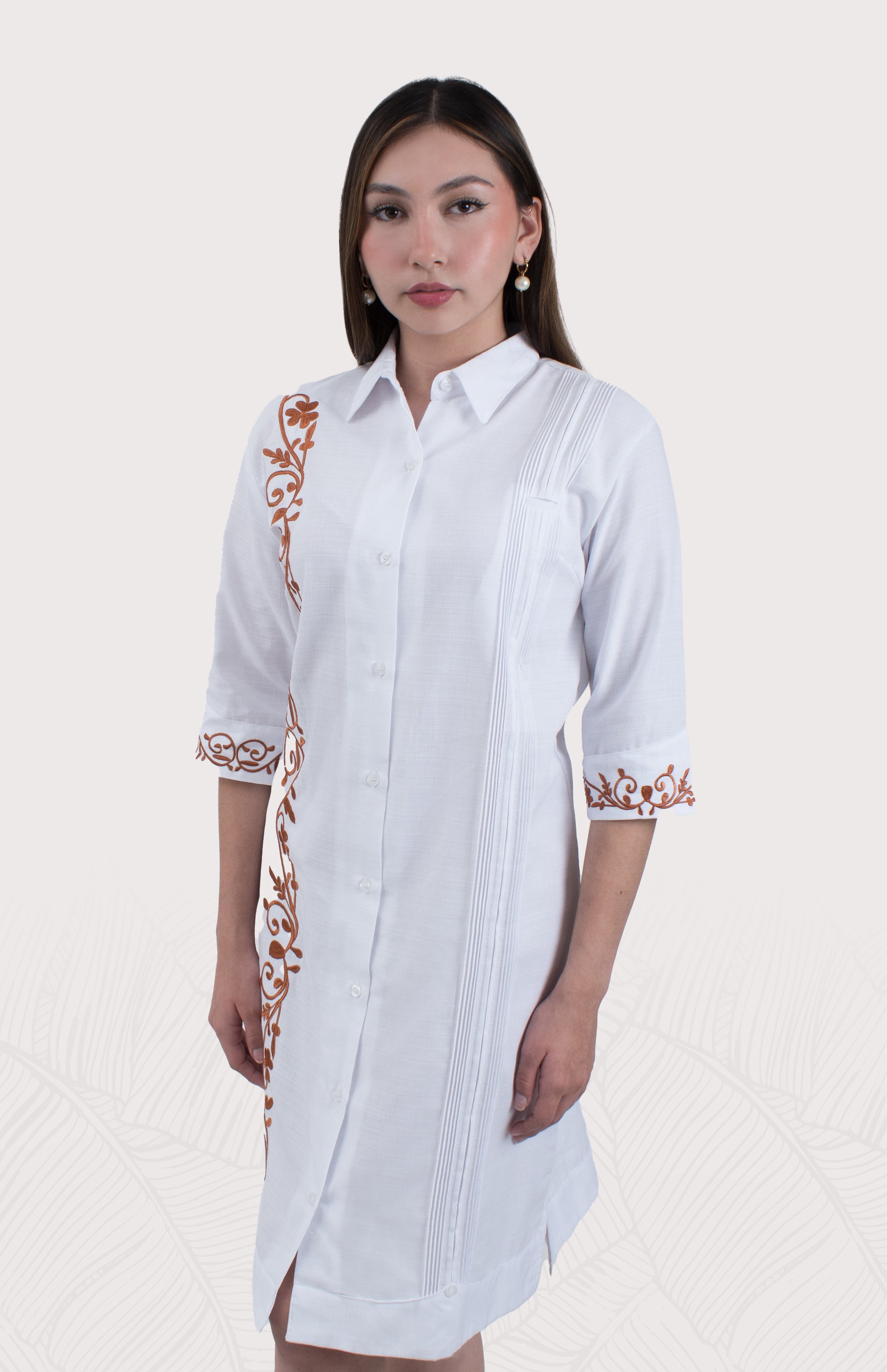 Vestido de dama, lino premium, colores neutros (blanco y beige). Vestido formal casual. Ropa de mujer de alta calidad.